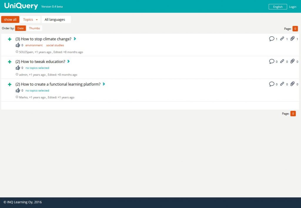 UniQuery interface showing a complex question broken into smaller questions